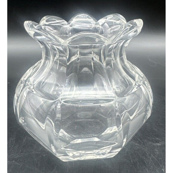 VTG Rogaska Clear Crystal Vase Scalloped Edge Heavy 5” - Picture 2 of 7